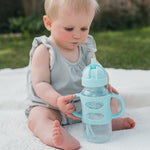 Dr. Brown's Wide-Neck Sippy Straw Bottle with Handles, Green, 9oz/270ml, 1-Pack