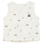 Modern Moments by Gerber Baby Boys' Sleeveless Shirt and Shorts Set, Ivory Sailboats/Medium Brown, 18 Months