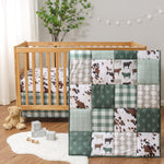 The Peanutshell 3 Piece Baby Crib Bedding Set for Boys & Girls - Newborn, Infant & Toddler Nursery Bed Set Decor with Fitted Crib Sheet, Dust Ruffle Comforter - Boho Farm