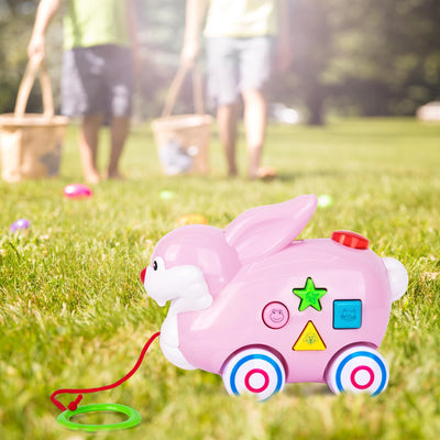 ArtCreativity Bunny Pull Toy – Interactive Pull Music Toy for Toddlers with Lights, Easter Music for Kids, and 4 Animal Sounds – Fun Learning Toy with Shapes & Colors for Boys & Girls