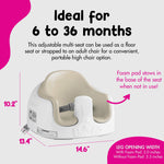 Bumbo 3-in-1 Baby Multi Seat Booster with Feeding Tray, 6-36 Months Old, Taupe