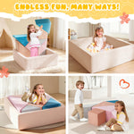 Jadoxy Modular Kids Play Couch Furniture with Ball Pit Toddlers Couch Inspiring Child Creativity Children Building Fort Foam Sofa for Playroom Bedroom,Pink