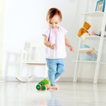 Hape Frog Pull-Along | Wooden Frog Fly Eating Pull Toddler Toy, Bright Colors