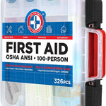 Be Smart Get Prepared First Aid Kit Hard Red Case 326 Pieces Exceeds OSHA and ANSI Guidelines 100 People - Office, Home, Car, School, Emergency, Survival, Camping, Hunting and Sports (20HBC01015REV3)