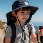 Kids Sun Hat with Neck Flap, UPF 50+, Quick Dry Beach Hat for Baby Boys Girls (US, Age, 2 Years, 8 Years, Light Gray+Navy Blue)