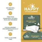 Happy Little Camper Natural Baby Wipes Unscented - Hypoallergenic & Chlorine-Free Wet Wipes with Aloe Vera, Chamomile and Pomegranate Extract - Gentle on Sensitive Skin - 432 Count