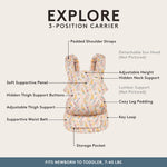 Baby Tula Explore Carriers - Breathable Baby Carrier Newborn to Toddler - Adjustable Toddler Carrier - Multiple Ergonomic Positions Front and Back - Ergonomic Fit for 7-45 lb - Mesh, Daisy Chain