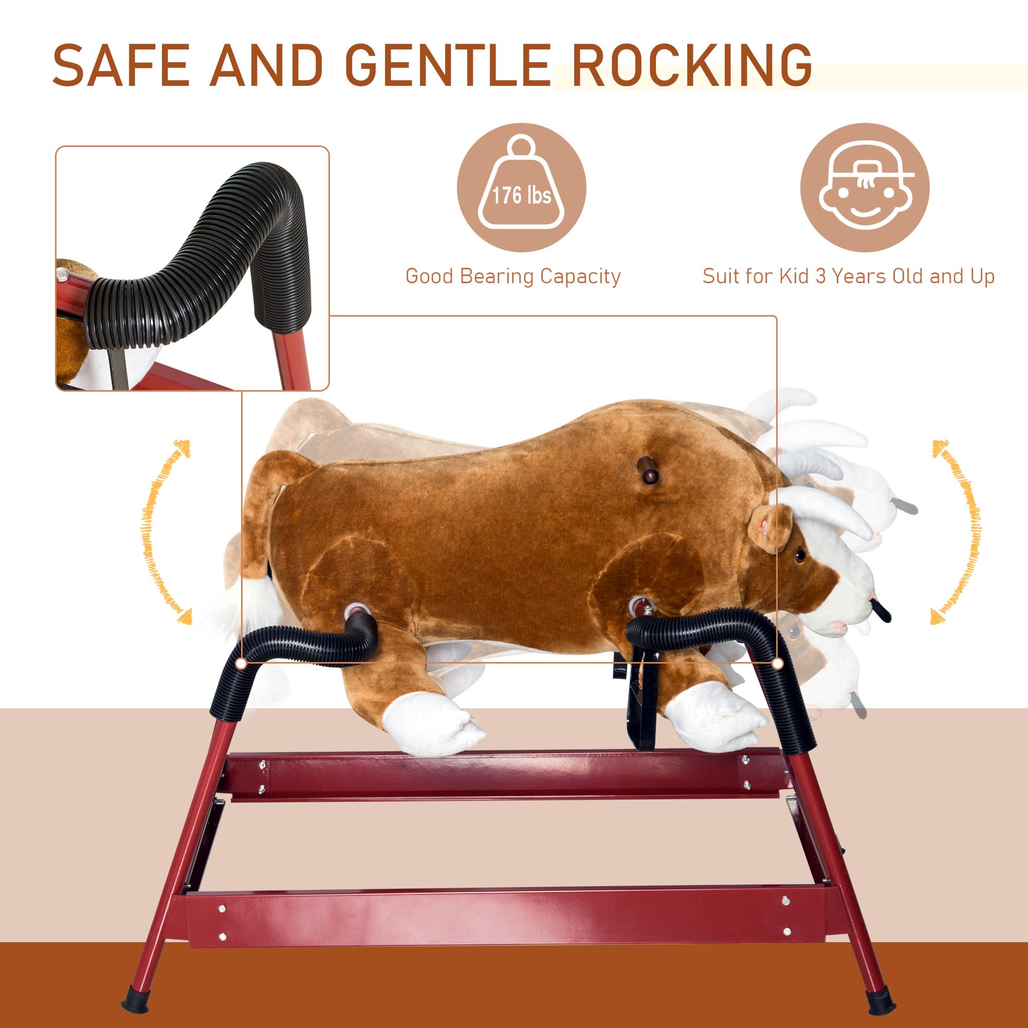 Qaba Kids Spring Rocking Horse Rodeo Bull Style - Riding Toys - Qaba ...