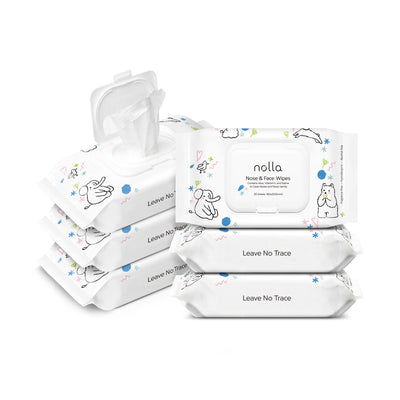 Packaging of nalla nose and face wipes on a white background