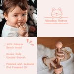 Baby Shower Gifts, Baby Girl Gifts Basket, Unique Baby Gift Essential Stuff Set - Baby Lovey Blanket New Born Bibs Socks Wooden Rattle & Greeting Card, Newborn Baby Gift Set (Fox, Pink)