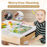 Costzon Kids Table and Chairs, 3 in 1 Wooden Activity Toddler Desk w/Blackboard & Storage Drawers for Art & Craft, Snack Time, Homework, Toddler Table and Chair Set for Nursery, Home, Playroom (Gray)