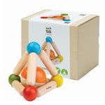 PlanToys Wooden Clutching Triangle Baby Toy with Gentle Sound in Two-Toned Ball (5244) | Sustainably Made from Rubberwood and Non-Toxic Paints and Dyes