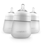 Nanobebe Flexy Silicone Baby Bottle, Anti-Colic, Natural Feel, Non-Collapsing Nipple, Non-Tip Stable Base, Easy to Clean, 3-Pack, White, 9oz