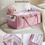 CEI-CEI Baby Diaper Caddy Organizer Large Nursery Storage Basket with Removable Dividers for Newborn Essentials,Changing Table and Car Organizer for Baby Diaper Storage,Baby Shower Gifts（Baby Pink）