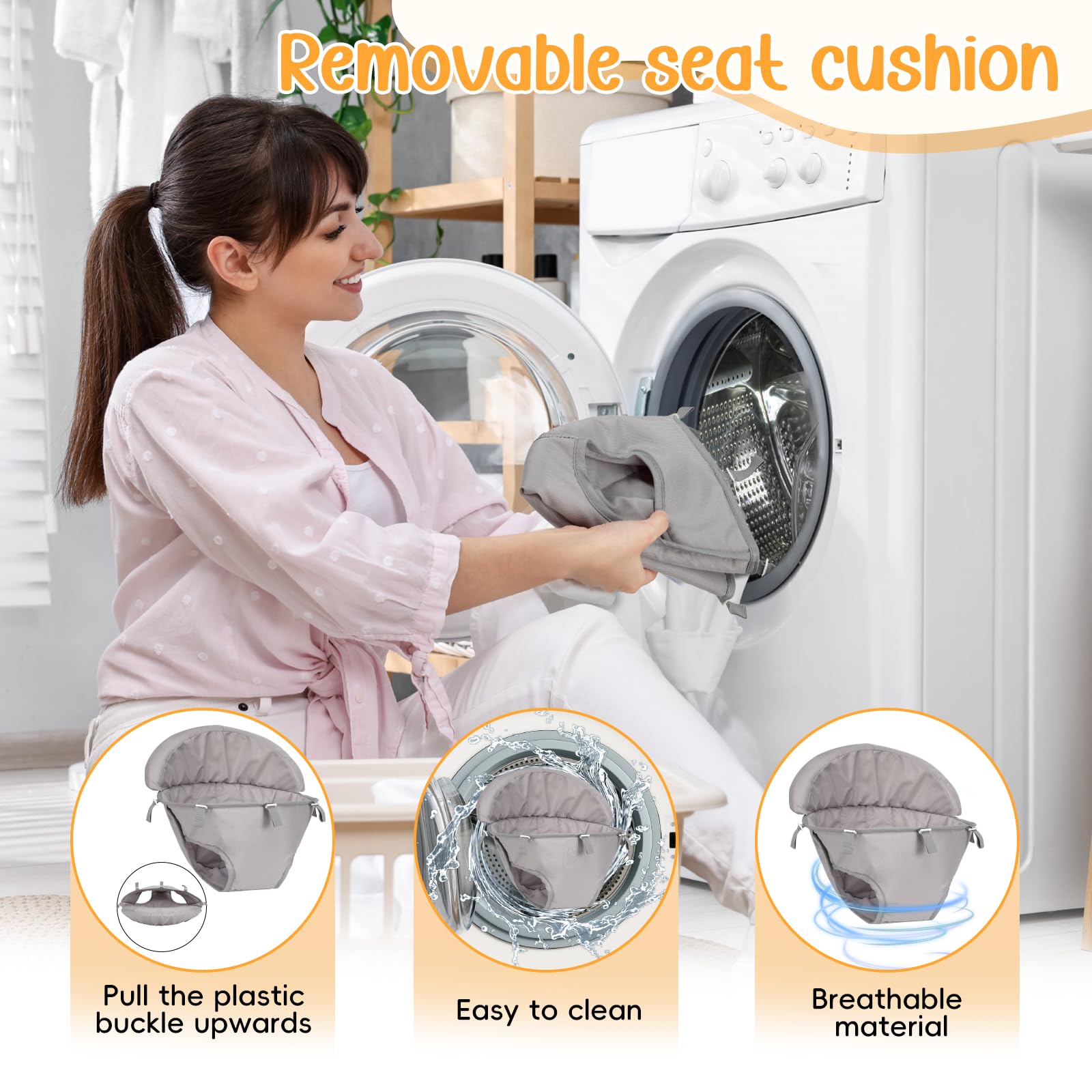 Wolfcode 5-in-1 Music and Lights Baby Walker Foldable with 5 Adjustable Heights, Baby Walker with Wheels and Bouncer Combo Portable, Infant Toddler Walker for Baby Boy Girls 6-18 Months