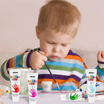 ABEIER Washable Finger Paint Kit for Toddlers, 12 Colors with Paint Tools, Safe Non-Toxic, Baby Safe Paint for Hand and Feet, Mess Free Art Supplies for Kids, DIY Crafts, Kids Gifts, Ages 3+