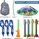 Dinosaur Toy Rocket Launcher for Kids - Launch Up to 100 Ft, 4 Rockets, Outdoor Outside Toys for Kids, Dinosaur Toys, Birthday Gifts for 3 4 5 6 7 8-12 Year Old Boys Girls