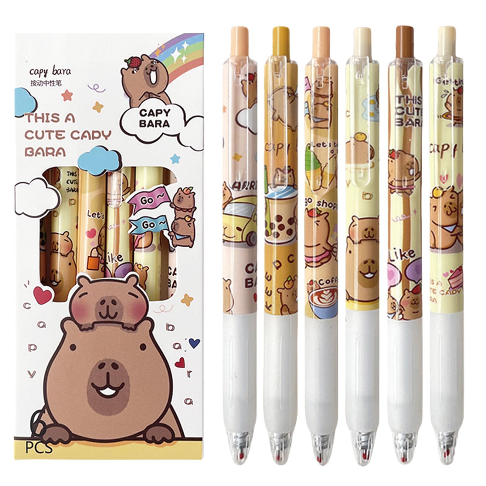 6 Pcs Capybala Retractable Cute Cartoon Capybara Pens - MOZXIRZ - Baby ...