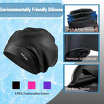 3 Pack Extra Large Swim Cap for Braids & Dreadlocks - Waterproof Silicone Swim Hat for Women & Men with Long Thick Hair, Protective Swim Cap Cover Ears for Swimming, Shower, Bathing