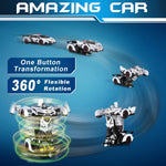 FDJ Remote Control Car - Transform Toys Car Robot, One Button Deformation to Robot with Flashing Light, 2.4Ghz 1:18 Scale Transforming Police Car Kids Toys with 360 Degree Rotating, Girls Boys Toys