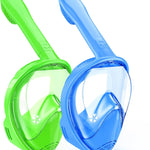 Kids Snorkel Mask Full Face, Snorkeling Gear for Kids 2-14 with Camera Mount, 180 Degree Panoramic View Snorkeling Set Anti-Fog Anti-Leak