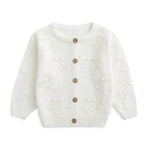 Curipeer Toddler Baby Knit Cardigan Sweater Soft Heart Pompoms Outwear Coat 3T