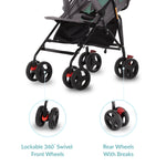 Dream On Me Vista Moonwalk Baby Stroller in Mint, Lightweight Infant Stroller with Compact Fold, Multi-Position Recline Umbrella Stroller with Canopy, Extra Large Storage and Cup Holder
