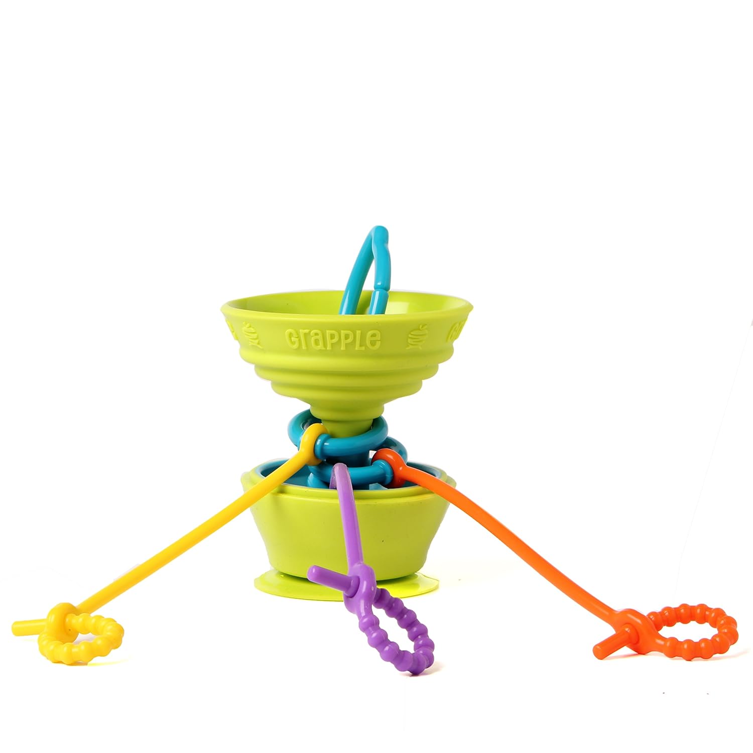 Grapple Suction Cup High Chair Toys Holder | 3 Toy Tethers Keep Toys from Falling | Holds Teethers, Toys, Snack Cups | for Babies 6-12 Months | Perfect for Travel and Restaurant