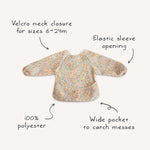 mushie Long Sleeve Baby Bib | Mess Free & Waterproof Fabric for Toddlers | Adjustable Fit for Ages 6-24 Months (Blush)