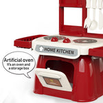Kitchen Set for Toddler with Sound and Light，Pretend Cooking Food Set,Kids Kitchen Playset，Play Sink with Running Water and Electronic Induction Stove，Kitchen Accessories (red Kitchen Set)