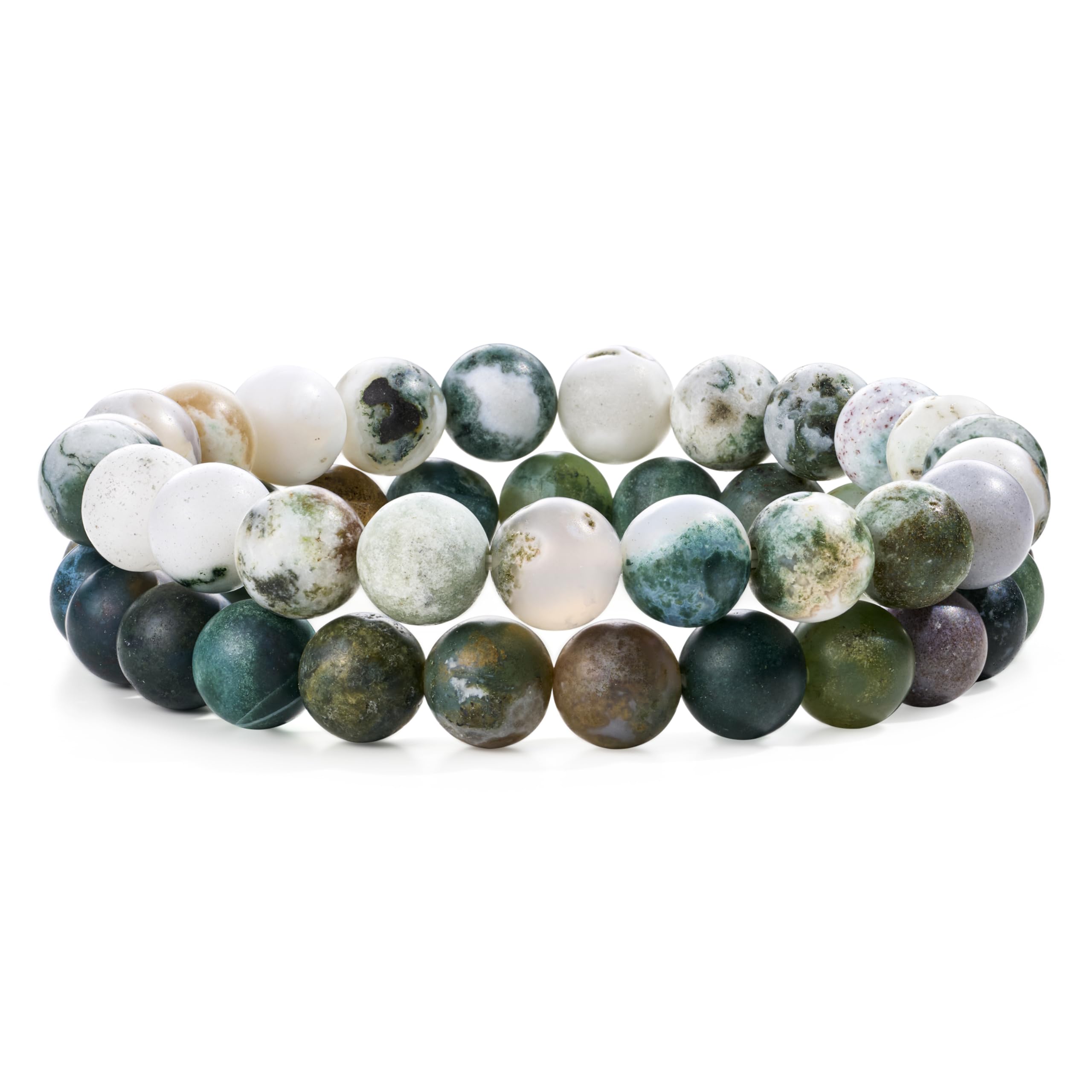 Bivei Natural Gemstone Semi Precious Healing Crystals Handmade Stretchy Round Beads Bracelet, Enhance Positive Energy