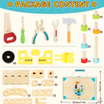 Lehoo Castle Kids Tool Set with Toolbox, Wooden Toys for 3 4 5 Years Old Boy Birthday Gift, Construction Play Tools, STEM Learning Toys for Preschooler, Pretend Play Gifts for Christmas