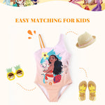 Disney Princess Moana Swimsuits for Girls UPF 50+ One Piece Bathing Suits Floral Cutout Sport Summer Beach Swimwear Quick Dry for Toddler Girls Size 2T Orange