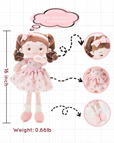 Soft Baby Doll Toys (16''), My First Baby Rag Doll for 1 Year-Old Girl Birthday Gift, Christmas Plush Toys Gift for Toddler Kids Infants -Princess Breeze
