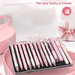 Four Candies Writing Ink Pens with Black & Pink Ink and 2Pack Highlighter, Cute Retractable 0.5mm Smooth Writing Pens,Pink Pens for School, Office Girly Stationery Aesthetic Desk Accessories Set of 14