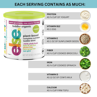 Else Nutrition Toddler Formula 12-36 mo., Plant Based Toddler Nutritional Drink - Soy & Dairy Free, Lactose Free - Complete Baby Formula (12-36 mo.), Protein Powder w/ 20+ Vitamins (22oz, 1-Pack)