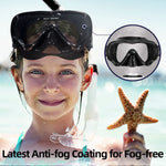 Kids Swim Goggles Snorkel Mask Diving Scuba Mask Snorkeling Goggles for Kids Boys Girls Youth, Anti-Fog 180° Clear View Kids Pool Underwater Swimming Goggles with Nose Cover, Snorkel Swim Equipment