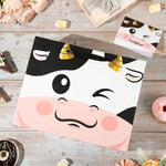 Innovoscape Cow Gift Bag for Kids Boys Girls Baby Shower Cow Print Birthday Gift Bag with Wrapping Paper Card Large Farm Animal Gifts Bag for Baby Shower Birthday Decorations Party Favors Supplies