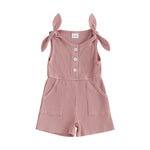 Fernvia Toddler Baby Girl Summer Clothes Sleeveless Ribbed Knitted Jumpsuit Shorts Overalls Baby One Piece Outfit (A Pink, 12-18 Months)