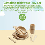 PlanToys® Pretend Play Wooden Tableware Set for Kids | 16-Piece Montessori Kitchen Toy Set with Plates, Cups, Bowls & Utensils | Eco-Friendly, Non-Toxic Toy for Toddlers & Preschoolers