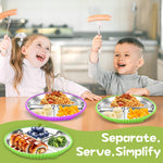 Semloo Stainless Steel Kids Plates with Suction, 2Pack 9" Divided Toddler Plates Removable Non Slip Silicone Sleeves Baby Feeding Led Weaning Supplies, BPA Free, Unbreakable Dishwasher Safe