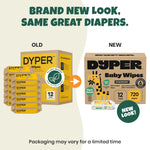 DYPER Baby Wipes Unscented (720 Count) - 99% Water-Based & Hypoallergenic Baby Wipes, Made with Plant-Based Materials, Gentle for Sensitive Skin, Fragrance & Plastic-Free Wet Wipes, 12 Pack