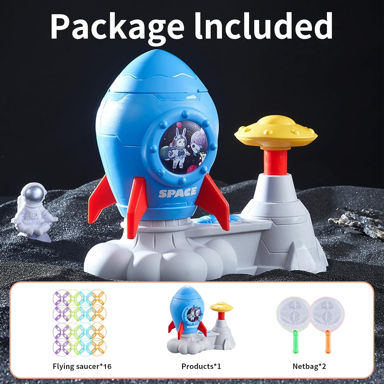 Outdoor Toys for Kids Ages 3-8: Flying Disc Launcher Toy Chasing Games - Summer Outside Yard Activities Chasing Toy for Toddlers Ages 3 4 5 6 7 8 Backyard Games Birthday Gift for Boys Girls, Blue