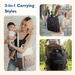 mommore Diaper Bag Backpack, Large Baby Bag for Girl Boy Convertible Diaper Bag Tote with Changing Pad, Insulated Pockets, Stroller Buckles, Travel Diaper Bag with Removable Shoulder Strap