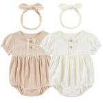 Ruliby Baby Girl Bodysuit Bubble Romper White Infant Clothes Set 0-3 Months