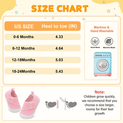 FEETCITY Baby Walking Shoes Boys Girls Baby Slip On Shoes Infant Barefoot Sneakers Lightweight Wide Infant Crib Shoe Pink