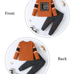 Kucnuzki Toddler Boy Clothes - 2T-3T Boys Long Sleeve Letter Print Shirts & Sweatshirts - Pants Set - Fall Winter Baby Boy Boutique Clothes