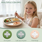 SPMKTQK 3Pack Sainless Steel Kids Plates with Suction, 8.1” Divided Toddler Baby Plates with Removable Silicone Sleeves BPA Free Non-Slip 2-in-1 Anti Breakage Metal Toddler Bowls