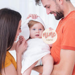 Hello World Newborn Sign Baby Milestone Signs, Newborn Milestone Age Wooden Cards from 1-12 Months, Baby Growth Cards, Double Sided Engraved Keepsake for Girls Photo Props