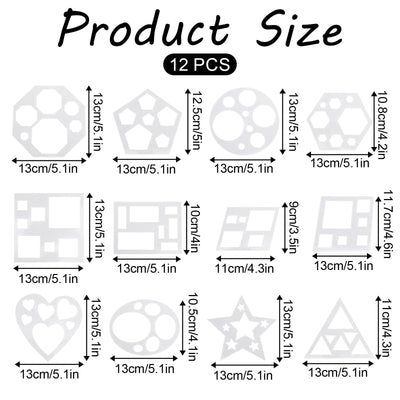 12 Pcs Drawing Stencil Geometric Stencils Circle Square Heart Star Template Set for Painting Basic Shape Tracing Stencils Simple Drawing Stencils for Classroom Painting DIY Craft